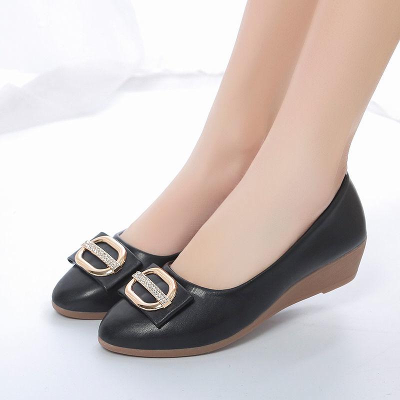 

Женские туфли-лодочки на танкетке со стразами, кожаные, повседневные, с круглым носком, для женщин, высокое качество, люксовый бренд, быстрая доставка по акции 40