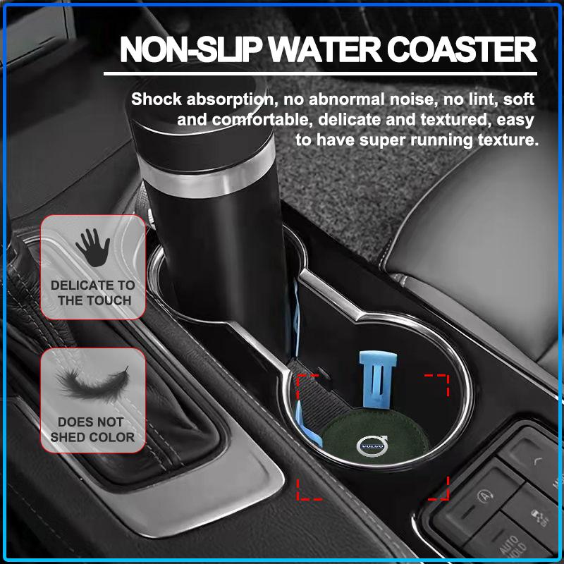 PU Leather Slot Non-slip Coaster Mat Car Cup Holder Pad For Volvo 240 C70 S40 S50 S60 S70 S80 S90 V40 V50 V60 V90 XC40 XC60 XC90 Vnl Truck
