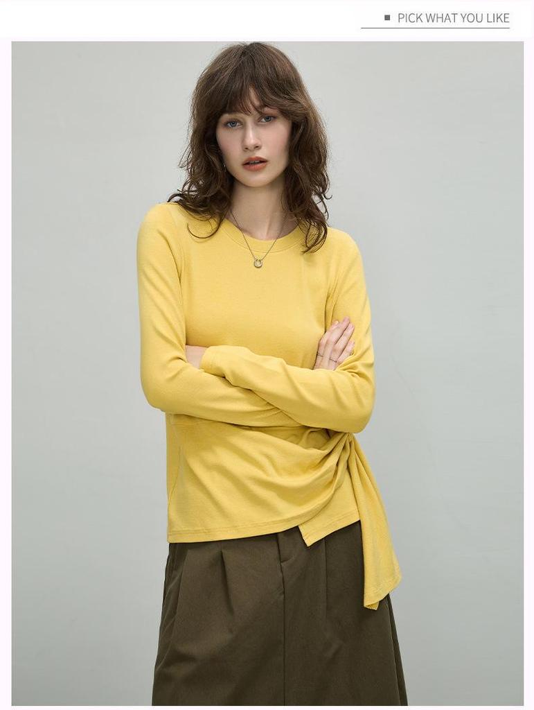 Women's Irregular Long-Sleeve Tie-Up Shirt - Autumn 2025