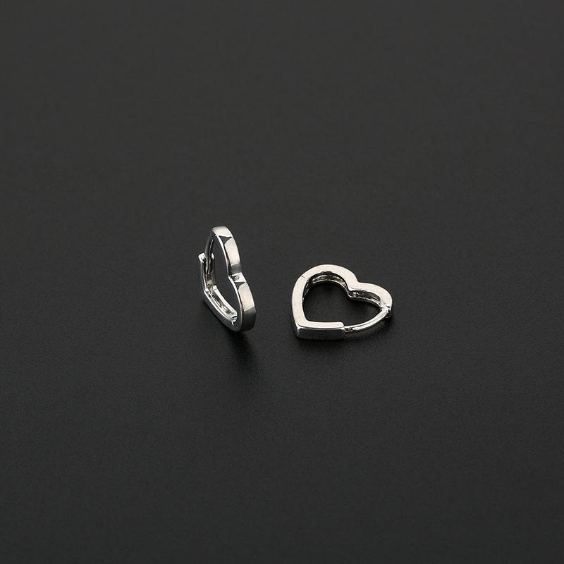 Minimalist Polished Heart Shaped Micro Paved Zircon Huggie Earrings Versatile Fashion Jewelry For Women