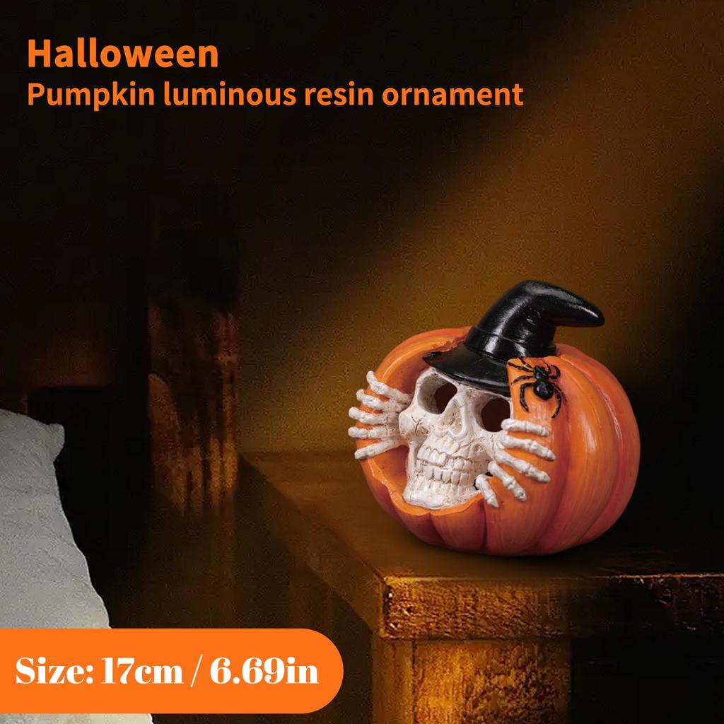 Halloween Pumpkin Horror Festival Luminous Resin Craft Ornament Creative Decoration