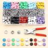 100pcs Metal Prong Snap Fasteners Buttons Solid Hollow Press Button Studs With Pliers Tool Kits For Clothes Bags Garment Sewing
