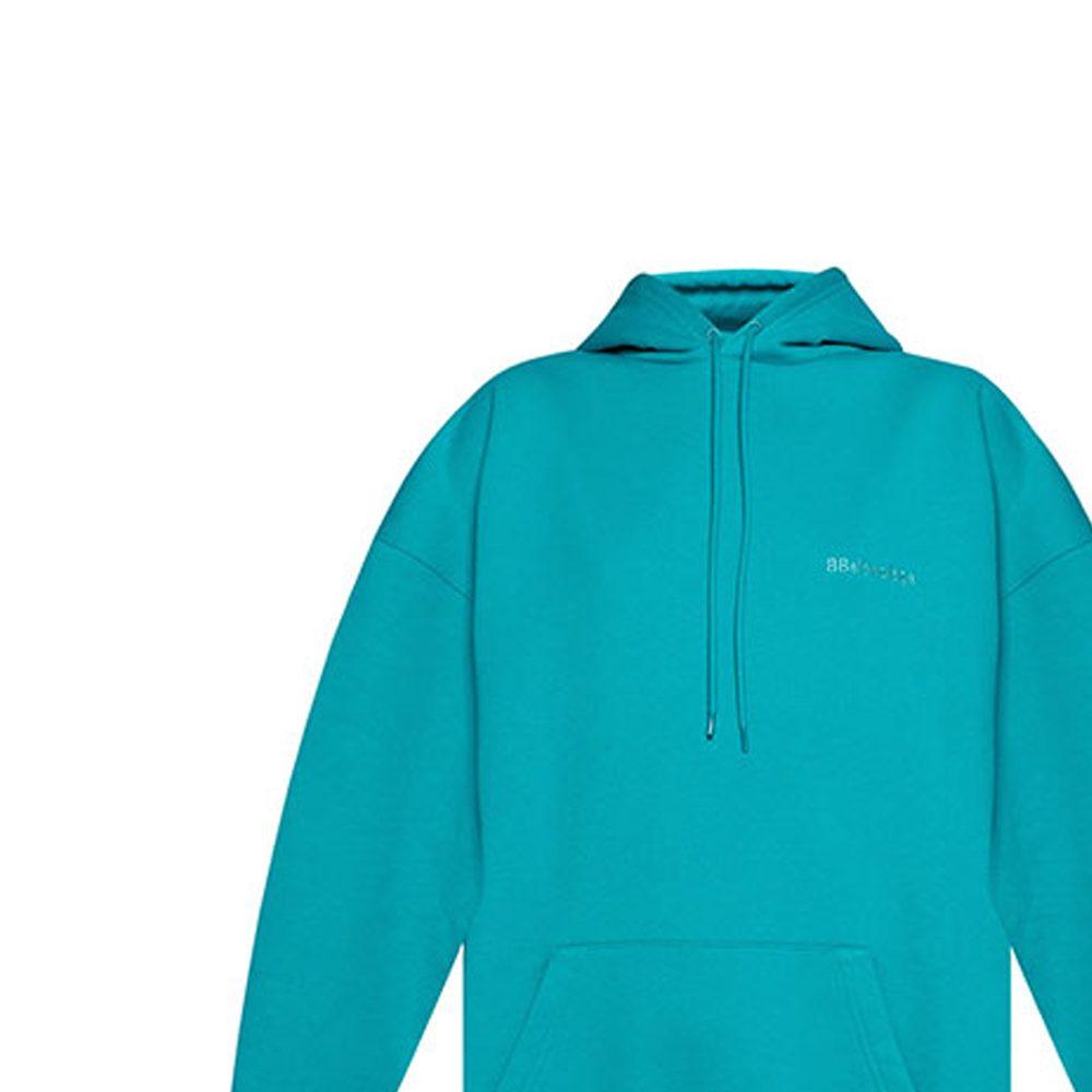 Balenciaga Unisex Bb Oversize Hoodie Turquoise 578135TKVB54664