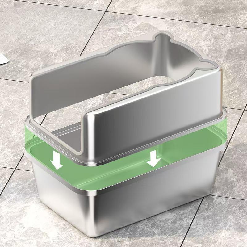 Stainless Steel Cat Sandbox Large Pet Cat Litter Box Anti-splash Cat Toilet Safety Durable Kitten Litterbox Kittens Pets Product