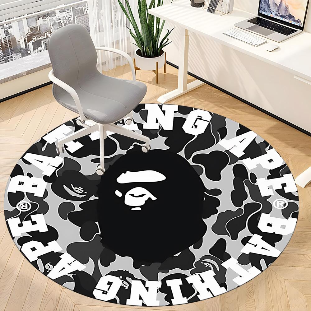 1pz Tappeto Camo BAPE, Rotondo Antiscivolo Durevole Grande Formato Tappeto da Ufficio, Adatto per Ufficio, Bella Decorazione