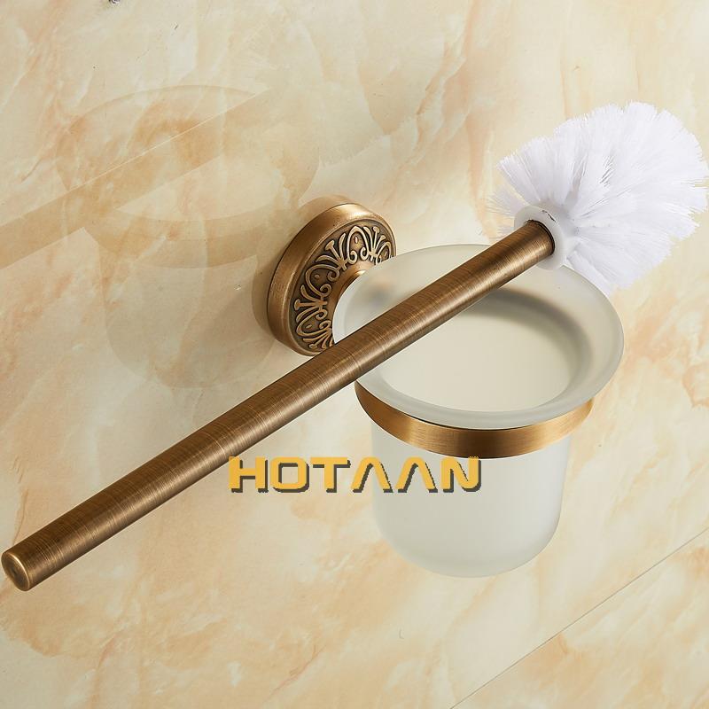 Antique Brass Color Wall Mounted Solid Aluminium Made Anti-Rust Toilet Brush Holder For Bathroom Accessories Set Bath Products