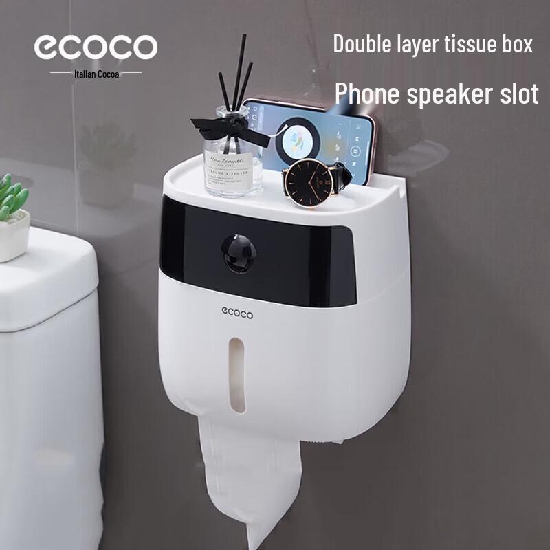 Ecoco No-Drill Wall-Mounted Waterproof Bathroom Tissue Box