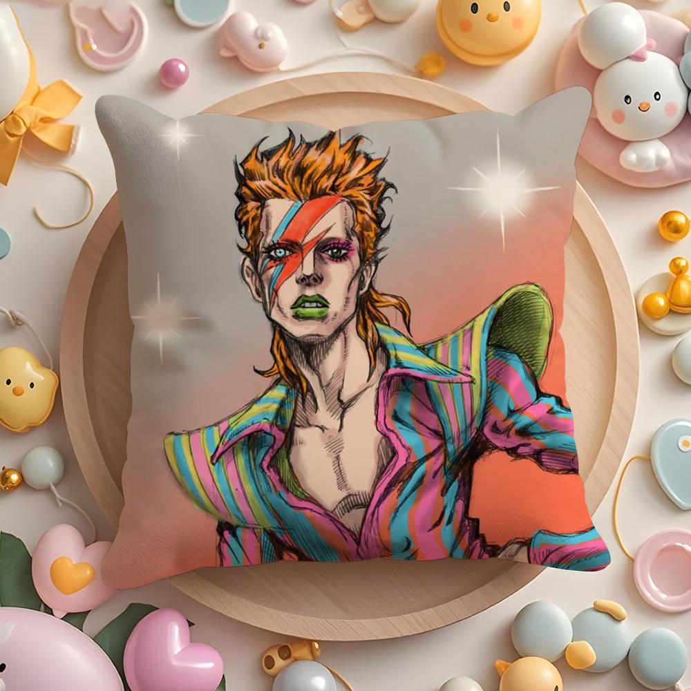 David B-Bowie Cushion Cover Short Plush Double-Sided Printing Home Machine Washable In Warm Winter Pillow Case