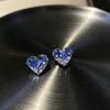 Elegant Female White Blue Zircon Heart Stud Earrings Trendy Fashion Silver Color Wedding Jewelry For Women
