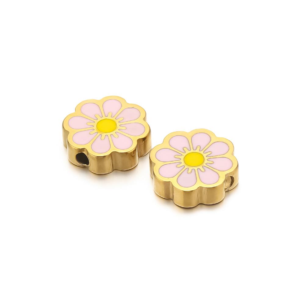 5Pcs Stainless Steel Enamel Sun Flower Beads for DIY Jewelry Making Bracelets Children Charms Necklace Earrings Supplies