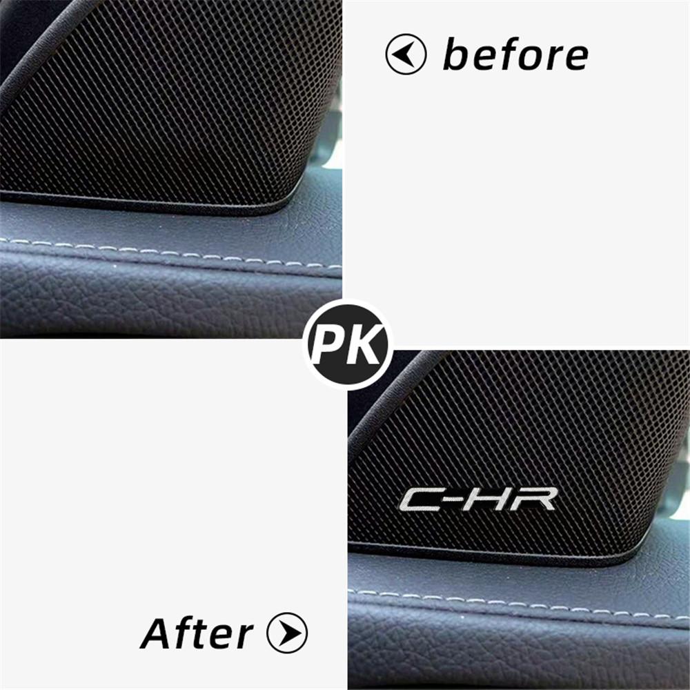 4/10pcs car audio decorate 3D Aluminum Badge Emblem Sticker Car Styling For Toyota CHR C-HR 2017 2018 Accessories