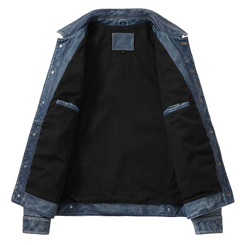 American Retro Graphite To Do The Old Top Layer Rindslederjacke Herren Slim-Fit Kurze Motorrad-Lederjacke Trendy