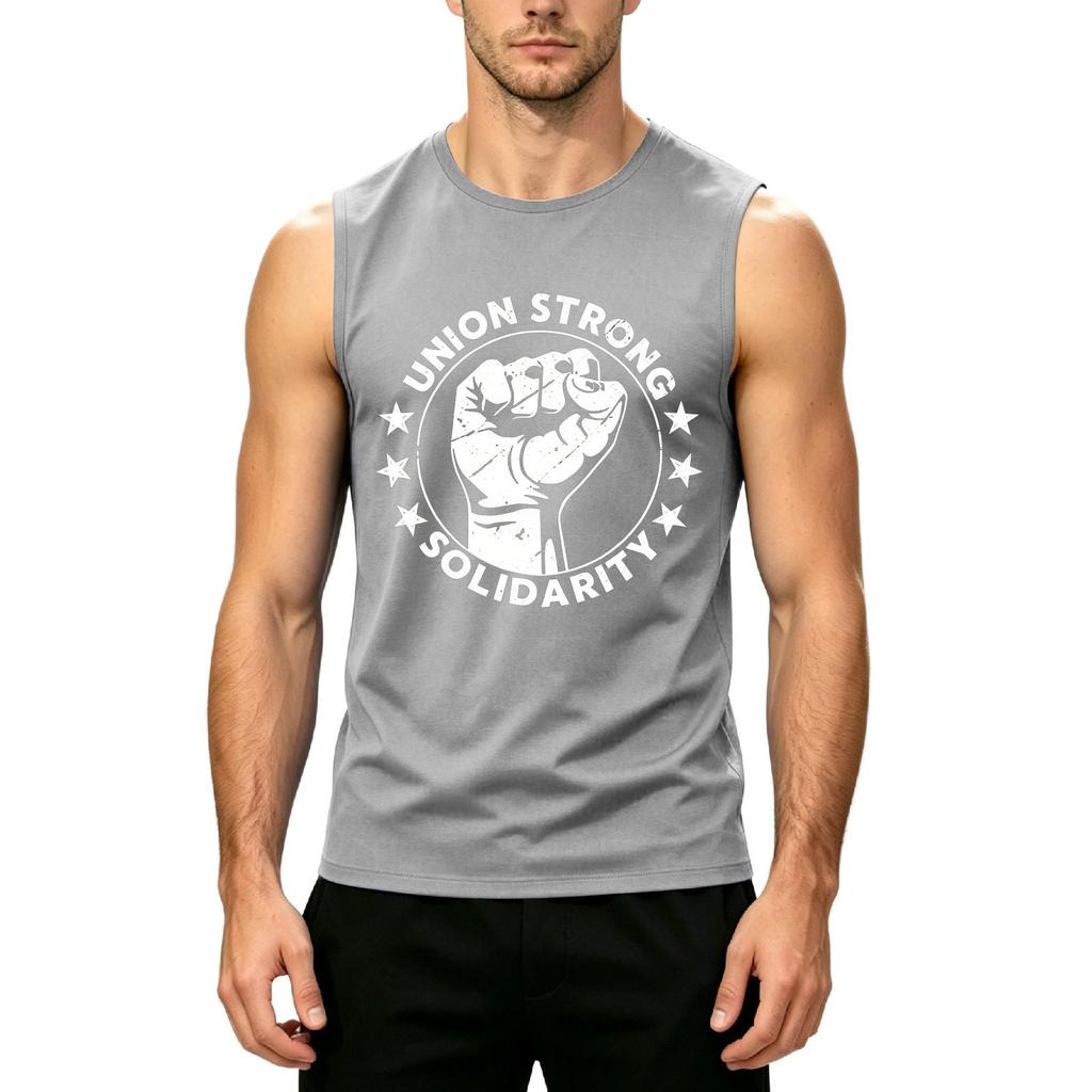 Men's Sleeveless Tank Top Casual Muscle Shirt Labor Day Printed Graphic Tee Summer Workout Gym Apparel