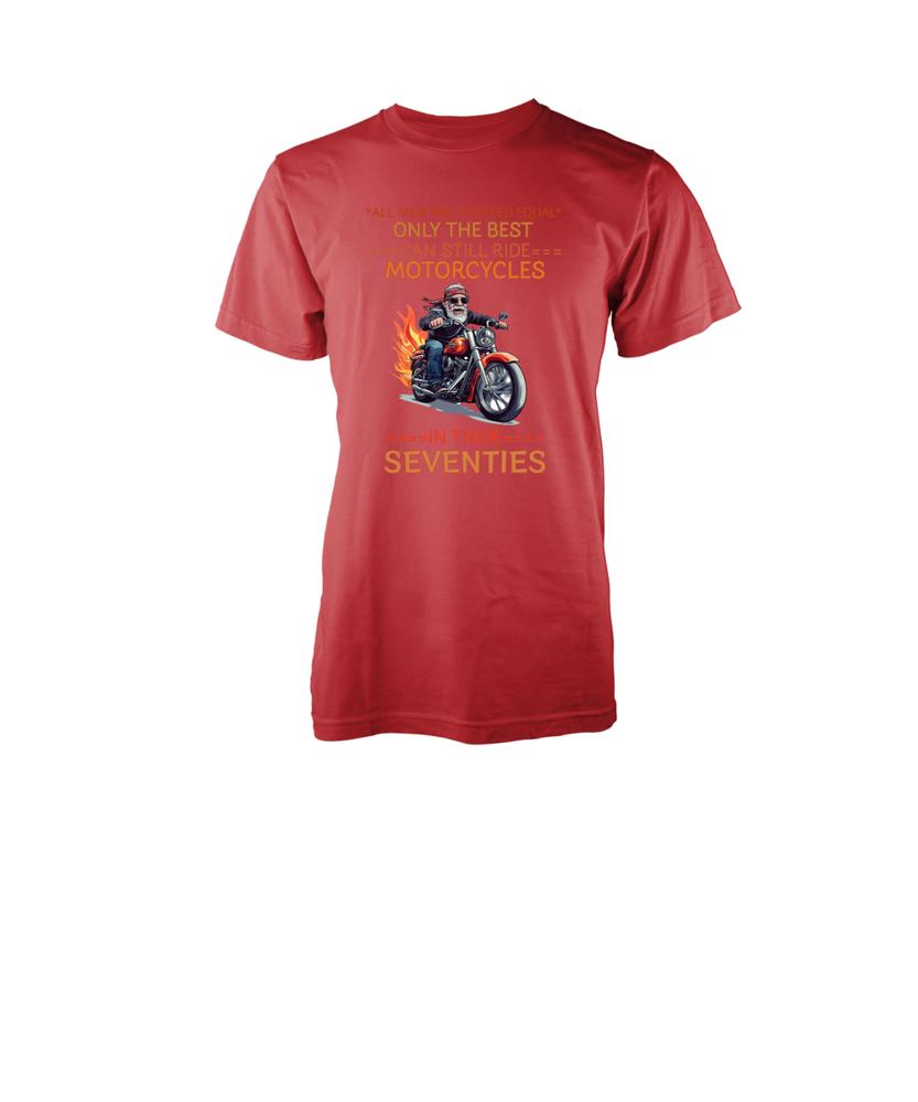 Equal Unisex Riding Motorcycles In Their Seventies TShirt Free Personalisation S