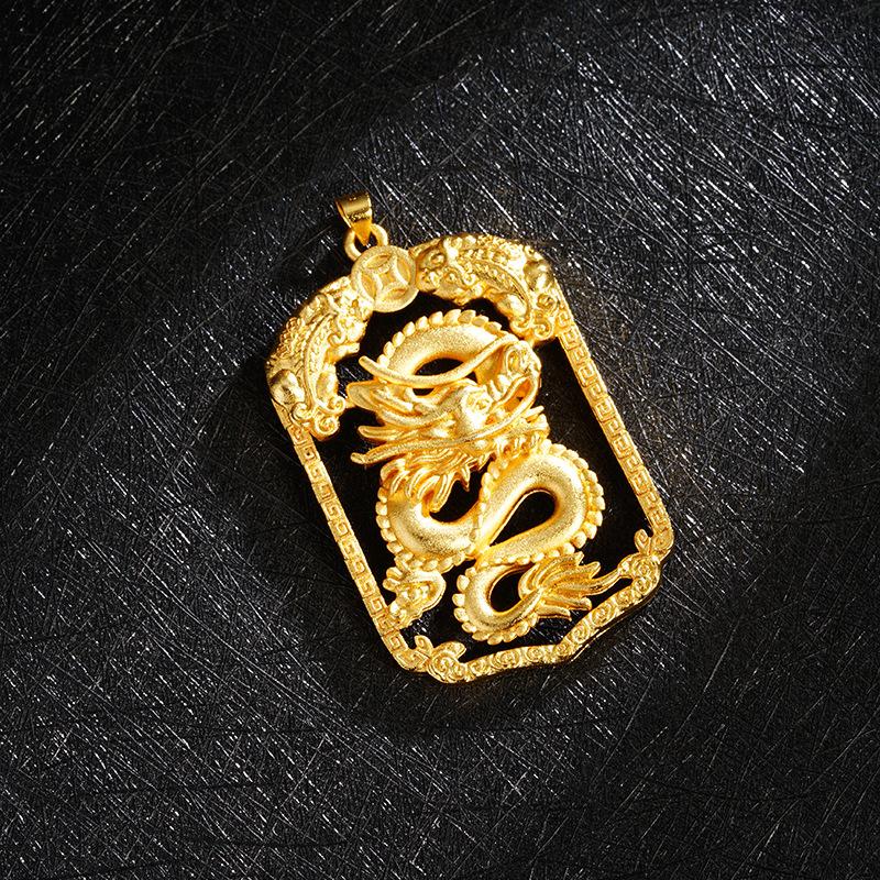 Panlong Square Brand Auspicious Pattern Copper Coin Versatile Jewelry Necklace Pendant