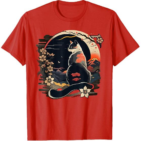 Kawaii Cat Anime Japanese Retro Men Funny Cat T-Shirt