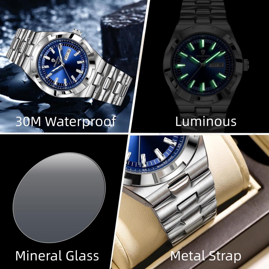 Man Wristwatch Quartz Men Business Watches Waterproof Luminous Date Week Stainless Steel Watch Male Reloj