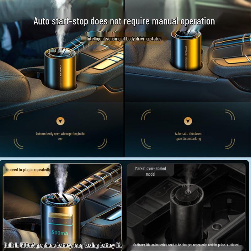 Kafeile Dual-Use Smart Air Freshener: Osmanthus Cologne Fragrance Automatic Spray Essential Oil Diffuser for Car & Home.