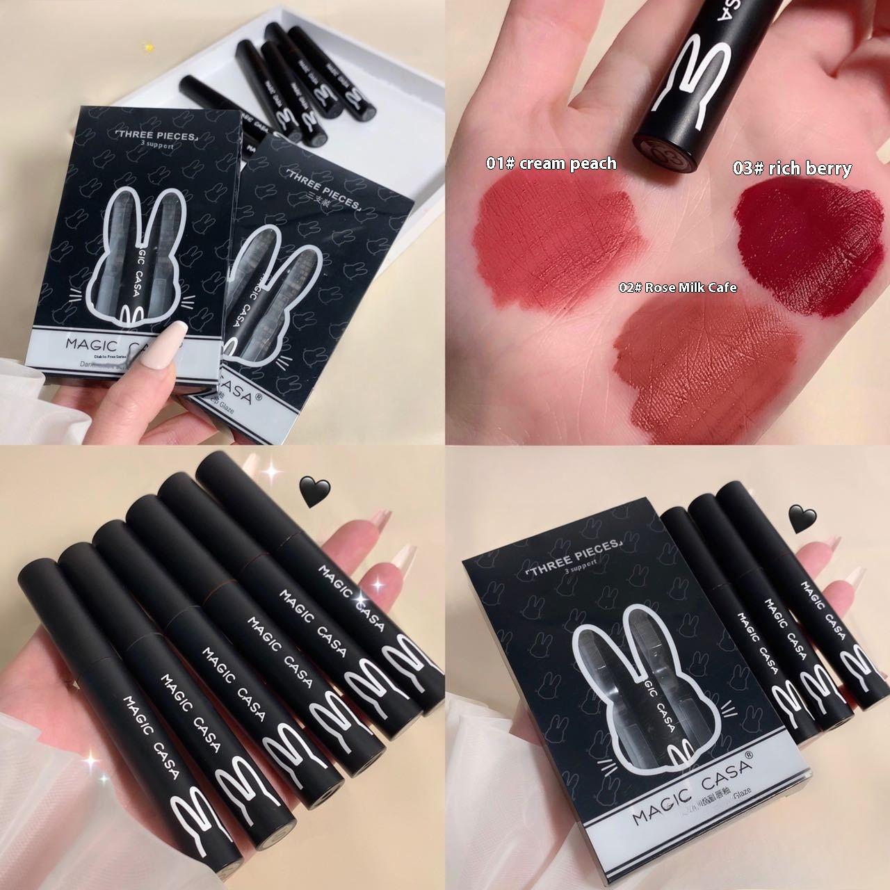 

6 шт. Dark Rabbit Series Lip Mud Lipstick Matte Matte Female Lip Glaze Set 2g
