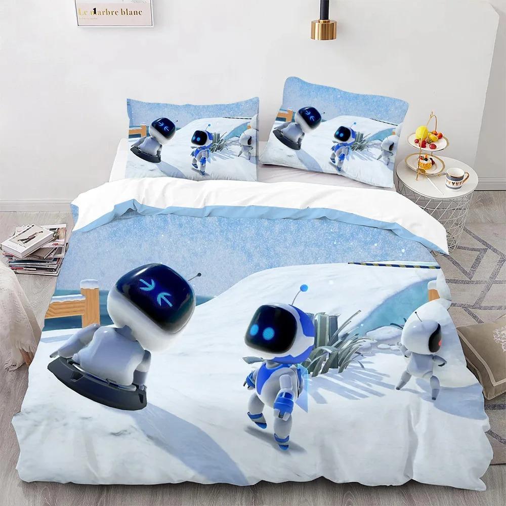 Astro Bot Cute Cartoon Bedding Set Duvet Set Single Double Bed King Size Bed Set Adult Boys Bedroom Duvet Cover Pillow Case