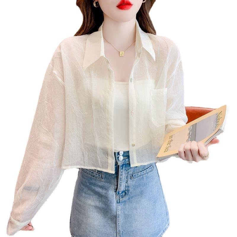 Summer Loose Chiffon Sunscreen Clothes for Women In Summer Thin Casual Versatile Long-sleeved Cardigan Short Jacket