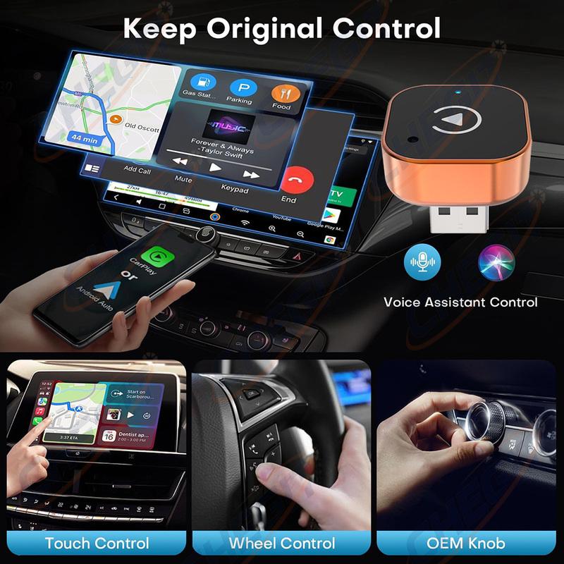 2026 Wired to Wireless 2in1 CarPlay Android Auto for Apple & Android Wireless Adapter, Bluetooth AI Smart Box, Car USB Accessory