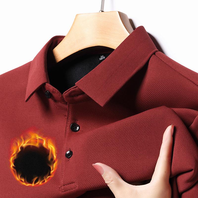 Men S Premium Fleece Thick Casual Business Polo Shirt