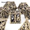 7 Pcs Copper Hand Skull Head Metal Dice Hollow Metal Polyhedral Dice Set Suitable for Role-Playing RPG  Board Game Card Game