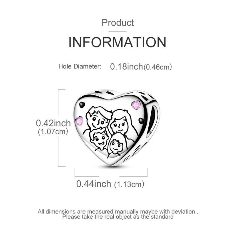 Original Charms Copper Plated Warm Family Heart-Shaped Beads Fit Bracelets For Women Jewelry Making Diy Fine Gifts