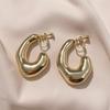 Vintage Oversize Chunky Round Circle Clip Earring for Women C Shape Tube Thick Without Pierced Hoop Earclips Jewelry Trendy
