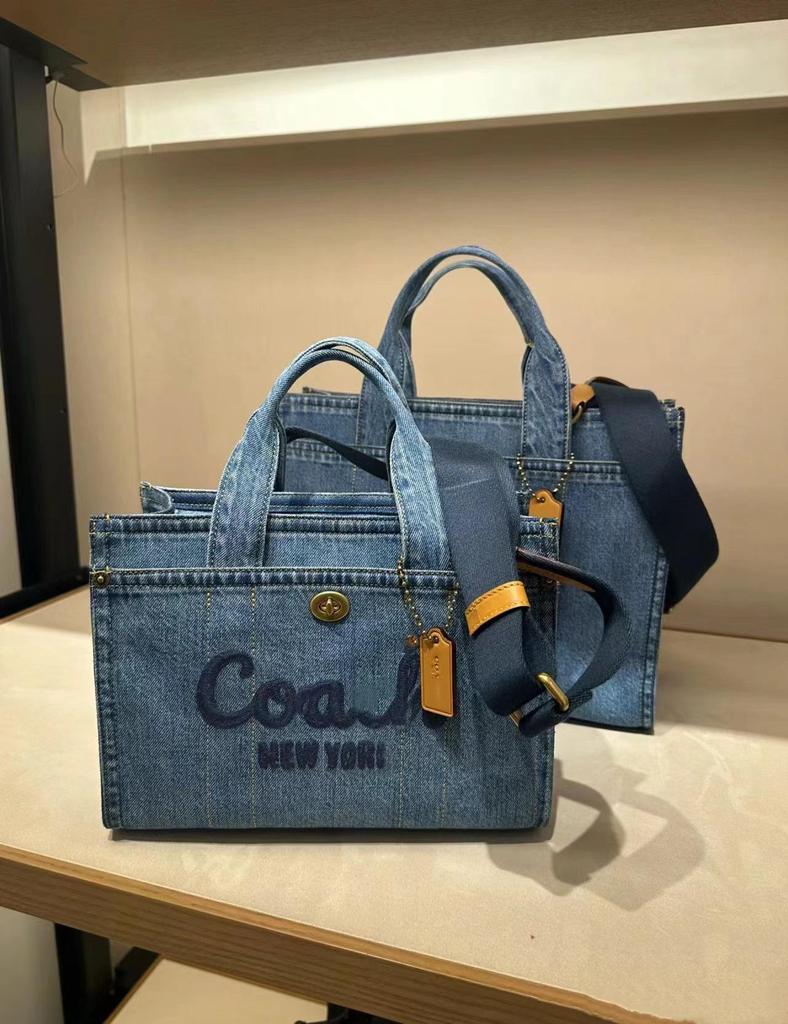 Koujia Canvas Denim Cargo Tote: Large Capacity Shoulder Handbag Crossbody Bag for Spring and Summer