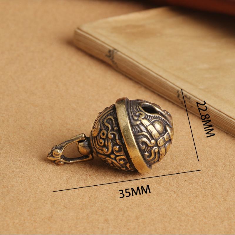 1Pcs New Vintage Brass Taotie Pure Copper Gluttonous Bell Car Key Chain Pendant Small Pendant Men And Women