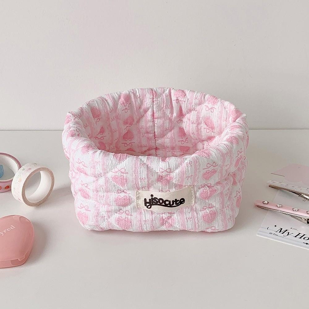 Floral Strawberry Print Desktop Storage Basket Large Capacity Desktop Organizer Stationery