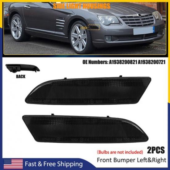Pair Smoked Front Housings Marker Side For Light 2004-2008 Crossfire Chrysler