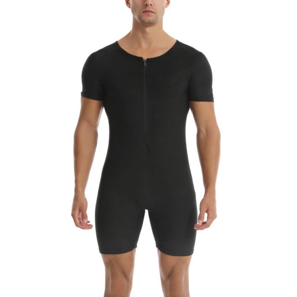 Sauna-Anzug für Herren 3 in 1 Ganzkörper-Formformer Taillentrainer Schweißshirt Kurzarm Trainings-Top mit Shorts Schlankmachender Jumpsuit Fitness-Leotard für das Fitnessstudio