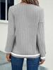 Top da Donna Casual 2025 con Scollo a V, Patchwork, Manica Lunga - Colore Unito Collezione Primavera/Autunno