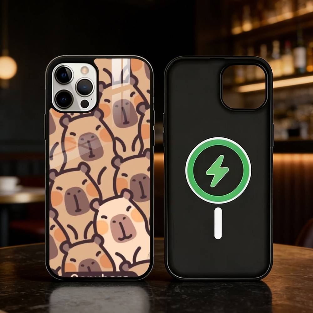 Cute Capybara Groundhog Phone Case For iPhone 17 16 15 14 13 12 Pro Max Plus for Mirror Wireless Magnetic Cover