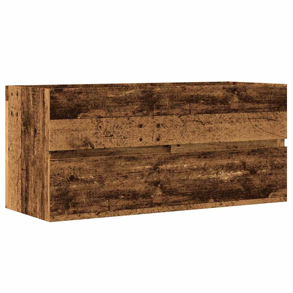 Washbasin Cabinet In Rustic Wood Look 100 X 38.5 X 45 Cm Engineered Wood