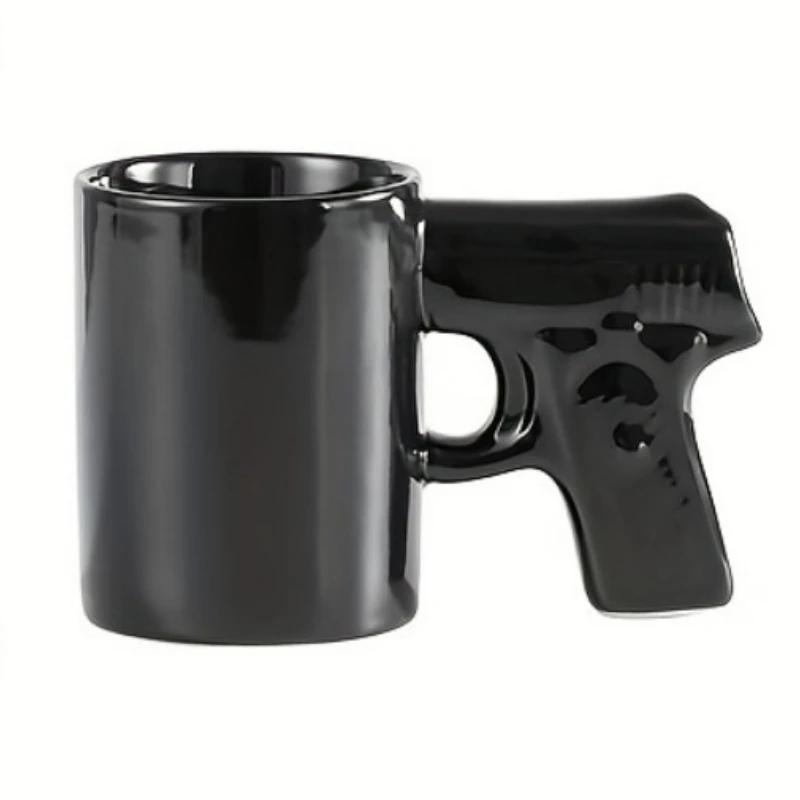 

1 шт. Новинка, керамическая кофейная кружка с ручкой пистолета, кружка-пистолет, кофейная чашка, кружка-пистолет, 3D, креативные декоративные подарки 301-400ml