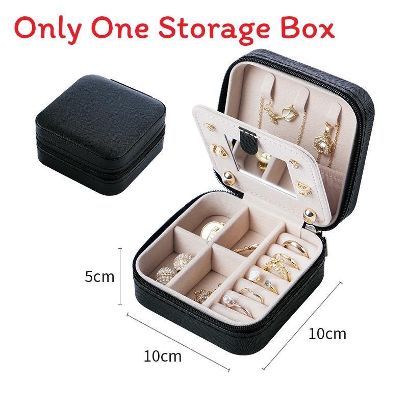 Leather Jewelry Box With Mirror For Earrings Rings And Necklace Storage