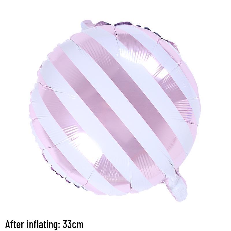 18" Round Striped Candy Aluminum Foil Balloon for Baby Birthday or Children's Day Decoration