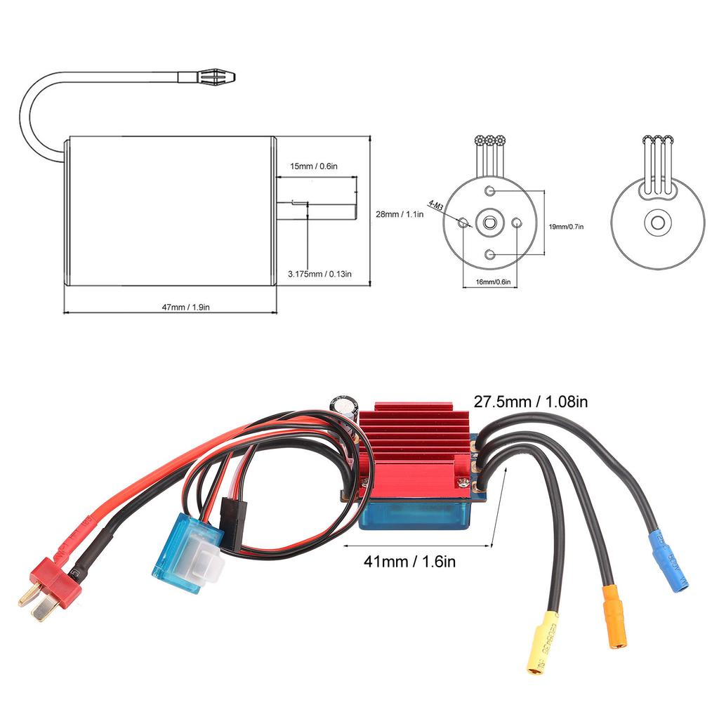 S2845 3700KV Brushless Motor 35A ESC Set Waterproof Electric Speed Controller for Traxxas for HSP 1/12 RC Car