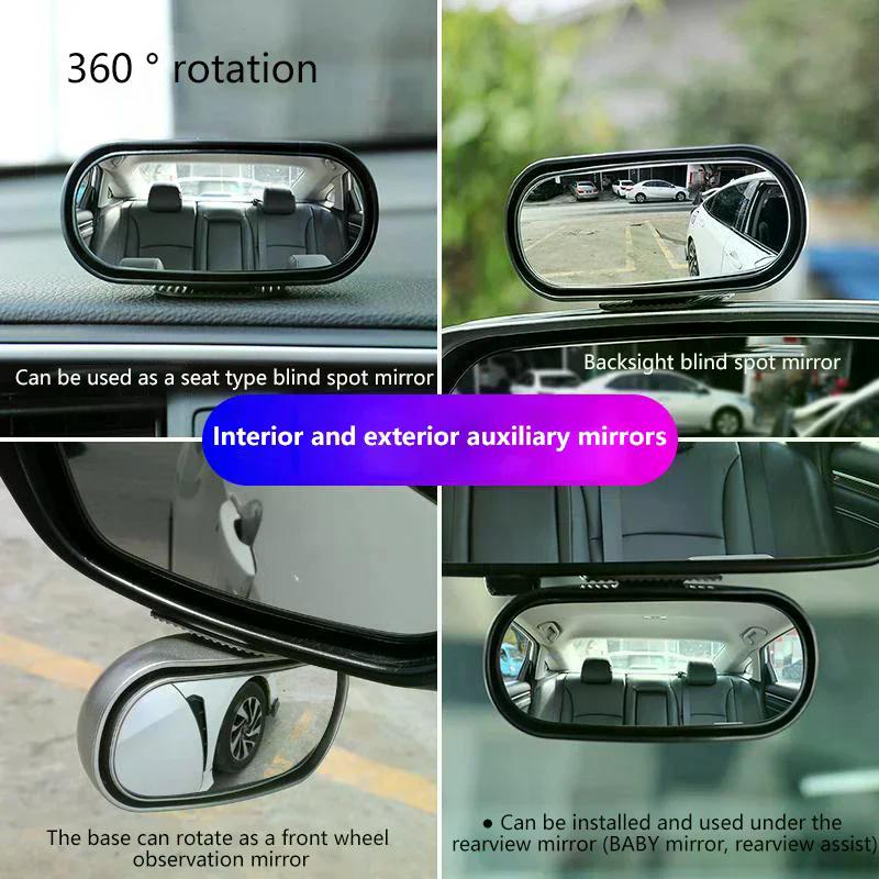 Universal Car Mirror Auxiliary Rear View Mirror Wide Angle Side Rear Mirrors Reverse Blind Spot 360° Adjustable Car Accessories