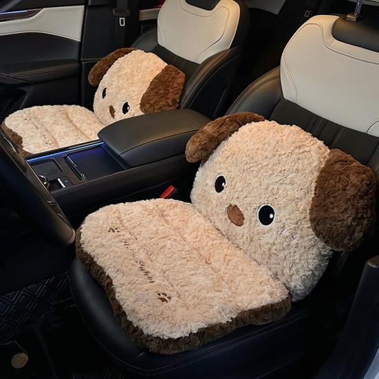 Car Seat Cushion Cat And Dog Plush Seating Cushion 2-in-1 Seat & Back Support with Non-Slip Bottom Thick Winter Warm Padding for Office Gaming Home