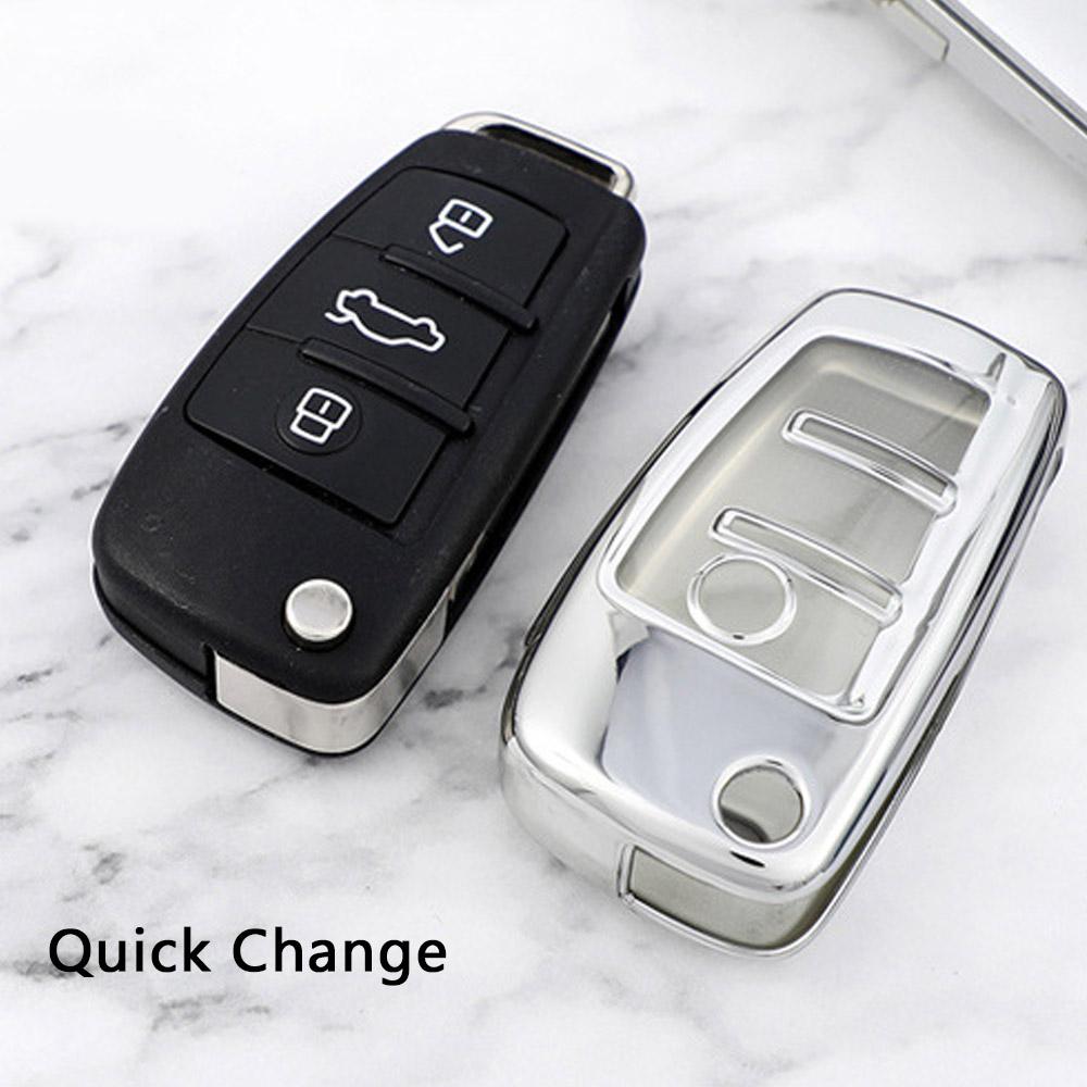 Custodia morbida per chiave pieghevole per auto in TPU per A3 8L 8P A4 B6 B7 B8 A6 C5 C6 4F RS3 Q3 Q7 TT 8L 8V S3 Auto Borsette Accessori