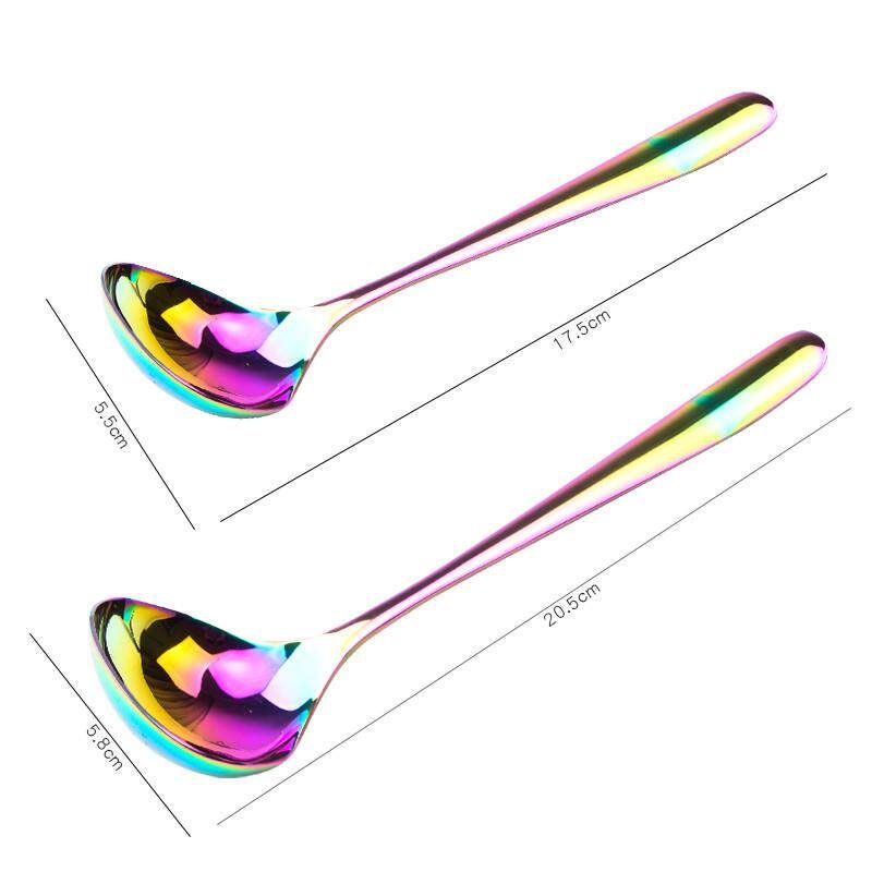 304 Stainless Steel Spoon Japanese Style Trendy Soup Spoon Long Handle Household Large Soup Spoon Short Handle Ramen Spoon