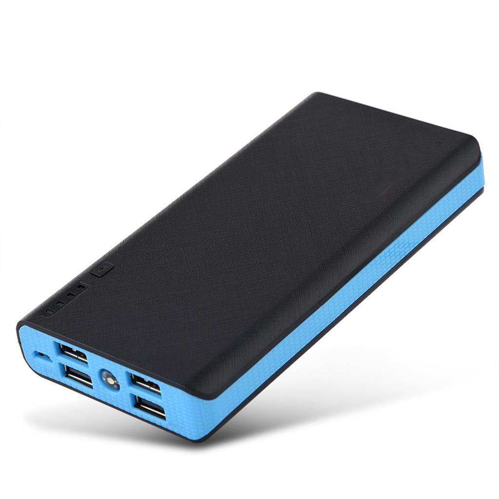 20000mAh Ultra Duża Pojemność 4 Wyjścia USB Szybkie Ładowanie Mobilny Power Bank Case DIY Kit Niebieski