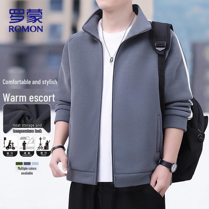 ROMON Men's Autumn/Winter Stand Collar Fleece Jacket
