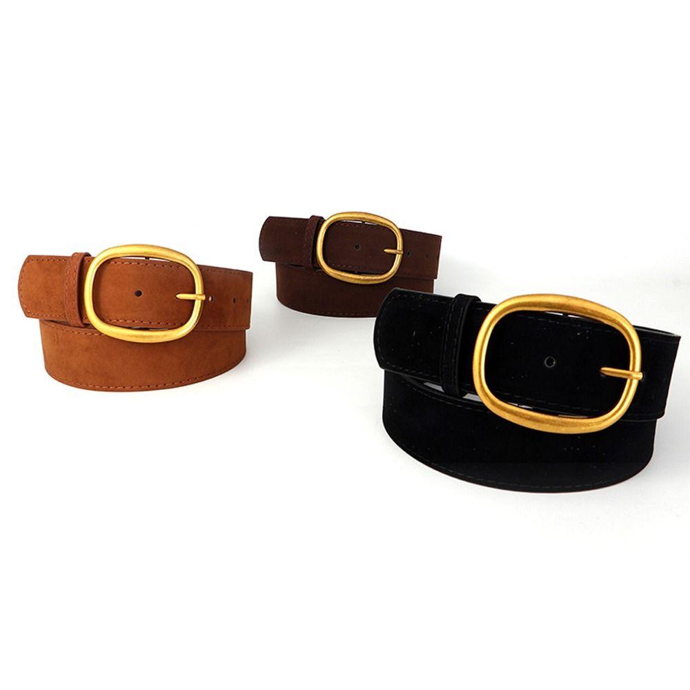 Pin Buckle Suede Leather Belt Luxury Design Wide Waistband Women Waist Belt  Coat Skirt Decoration