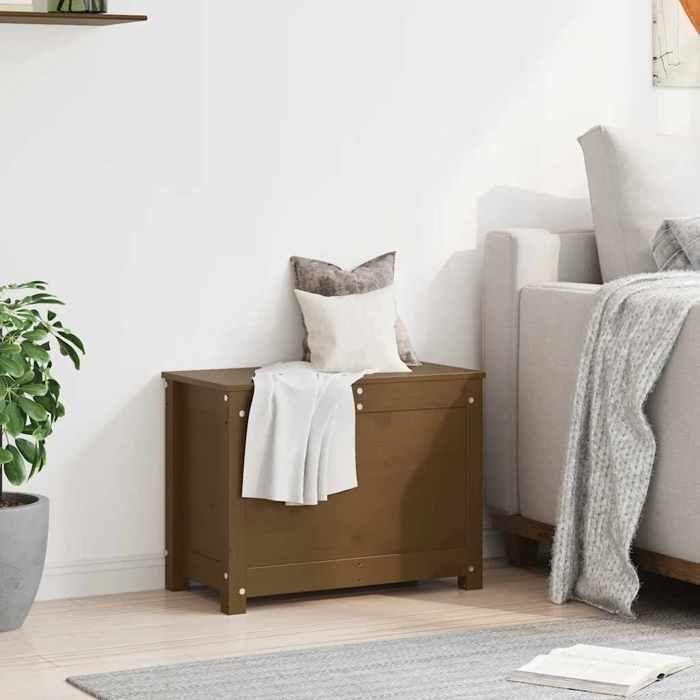 823547 vidaXL Storage Box Honey Brown 60x32x45.5 Cm Solid Pine Wood
